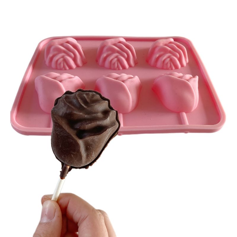 Lot de 2 moules en silicone antiadhésifs en forme de rose 3D pour la cuisson de gâteaux et de desserts, résistants aux hautes températures, décorations de chocolat pour la Saint-Valentin_voghion.com
