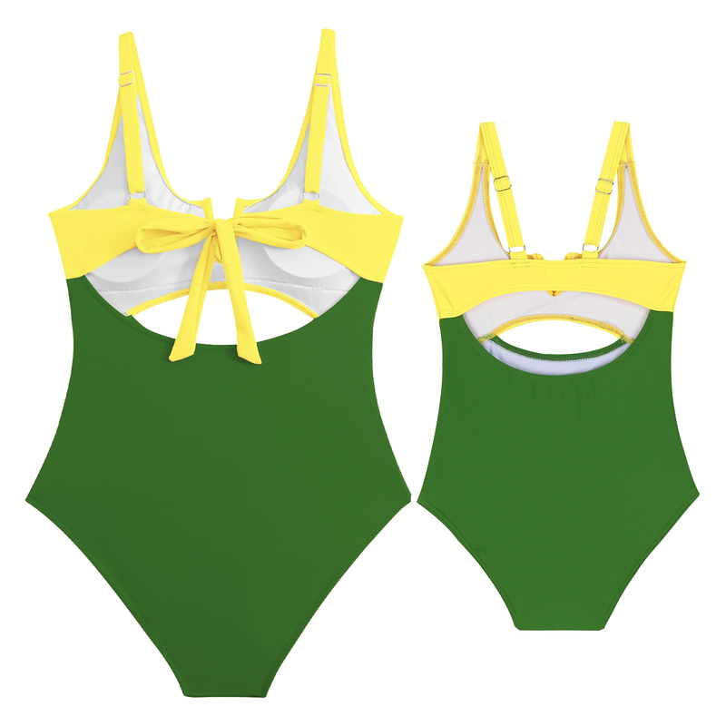 Maillot de bain familial maillot de bain nylon match couleur maillot de bain familial Huludao ins vent maillot de bain une pièce_voghion.com