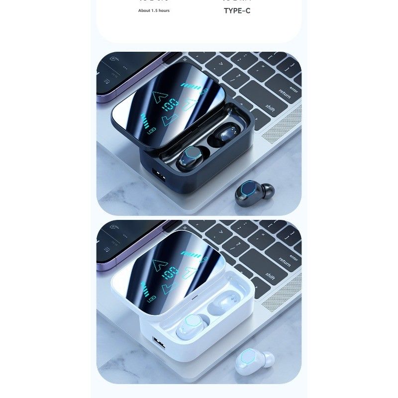 Bluetooth Kulaklık, Power Bank, Büyük Power Tws, Uzun Pil Ömrü, Dijital Ekranlı Çağrı, Acil Şarj, Kozmetik Ayna, Kulaklık M48._voghion.com