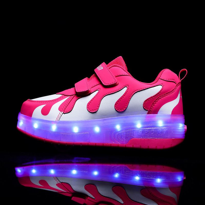 Kinderschuhe 2024 Sommer Kinderschuhe Doppelrad Kinder beleuchtete Laufschuhe Jungen und Mädchen können Rollschuhe tragen_voghion.com