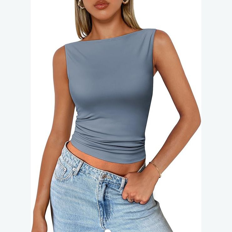 Vêtements pour femmes, pulls, bretelles, sans manches, vêtements d'extérieur, col carré, gilet, vêtements d'intérieur féminins, haut Dopamine_voghion.com