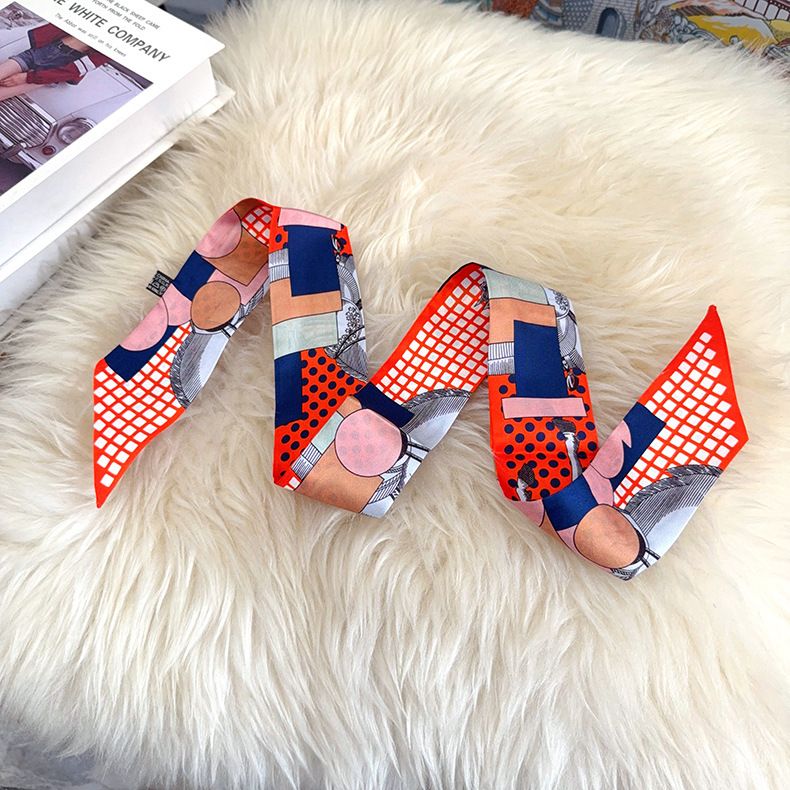 Piccola fascia per capelli personalizzata con decorazione in gelso, fascia per capelli da donna, sciarpa di seta a striscia lunga e stretta, nastro all'ingrosso, nuovo_voghion.com