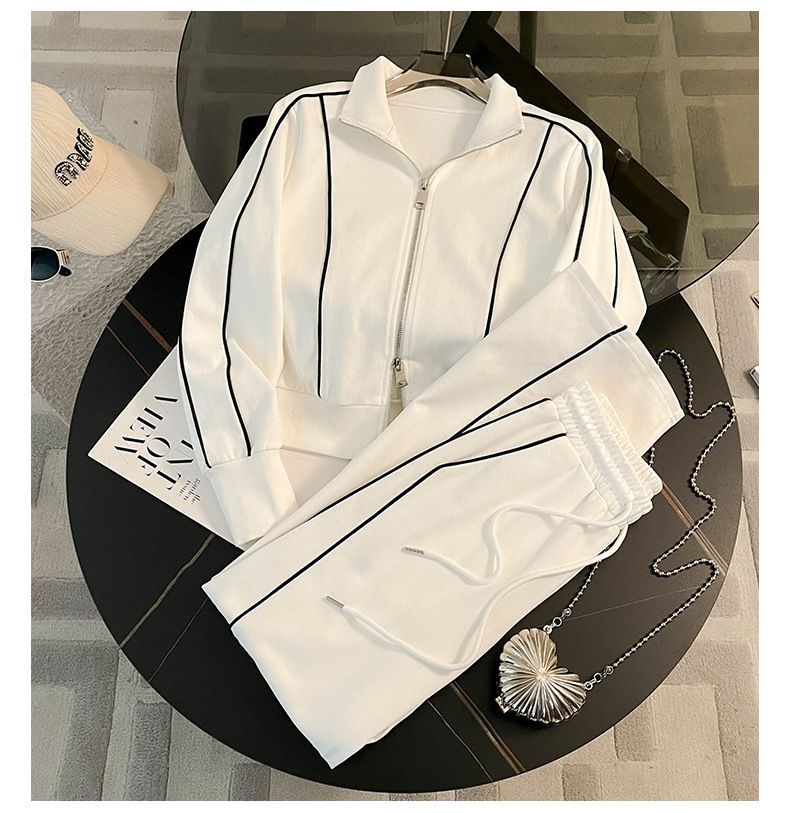 High-End-Mode Stilvolle Sport Casual Sweatshirt Für Frauen Herbst 2026 Neue Hohe Taille Breite-Bein Hosen Zwei-stück Set_voghion.com