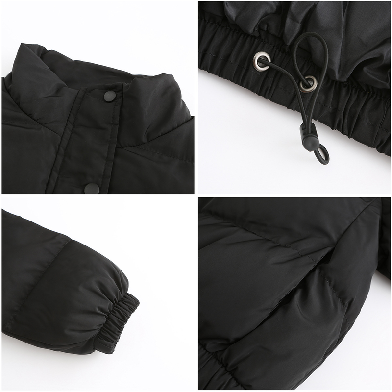 Women's fashion long sleeve high neck warm coat loose casual cotton-padded jacket_voghion.com