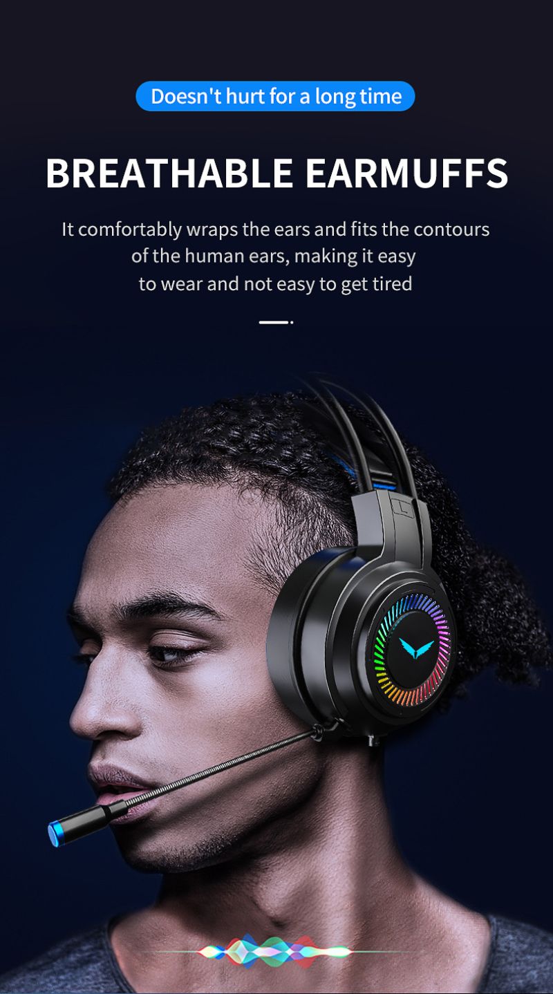 G60 Gaming Headset 7.1 Stereo SVirtual Surround Bass Earphone Headphone With Mic LED Light For Computer PC Gamer Foldable G58_voghion.com