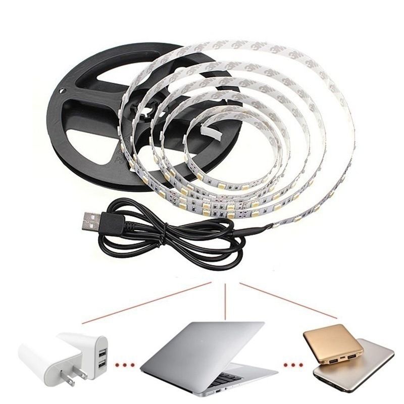 Tira de luces LED USB de 5 V, 60 LED/metro, SMD 2835, para interiores, blanco cálido/blanco frío/azul/verde/rosa/morado (varios colores disponibles)_voghion.com