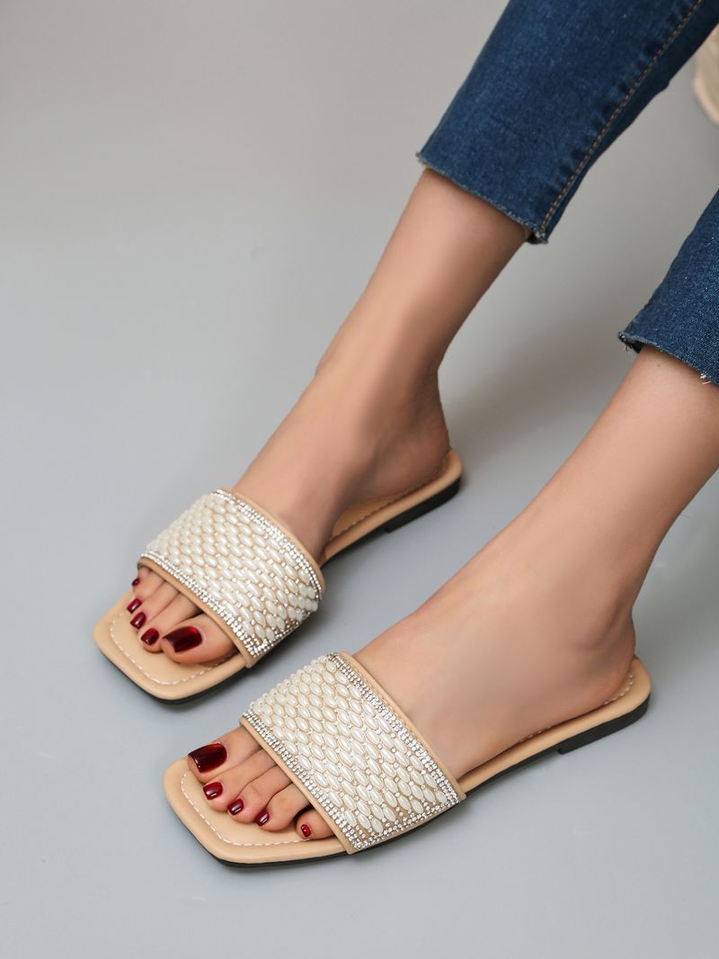 2024 Flat Bottom Water Diamond Women's Line Out Cool Open Toe Beach Slippers_voghion.com