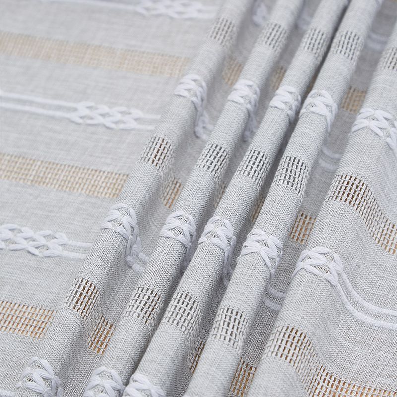 Nappe à rayures vintage française - Style ferme rustique avec détails brodés, élégante et stylée pour table à manger et table basse_voghion.com