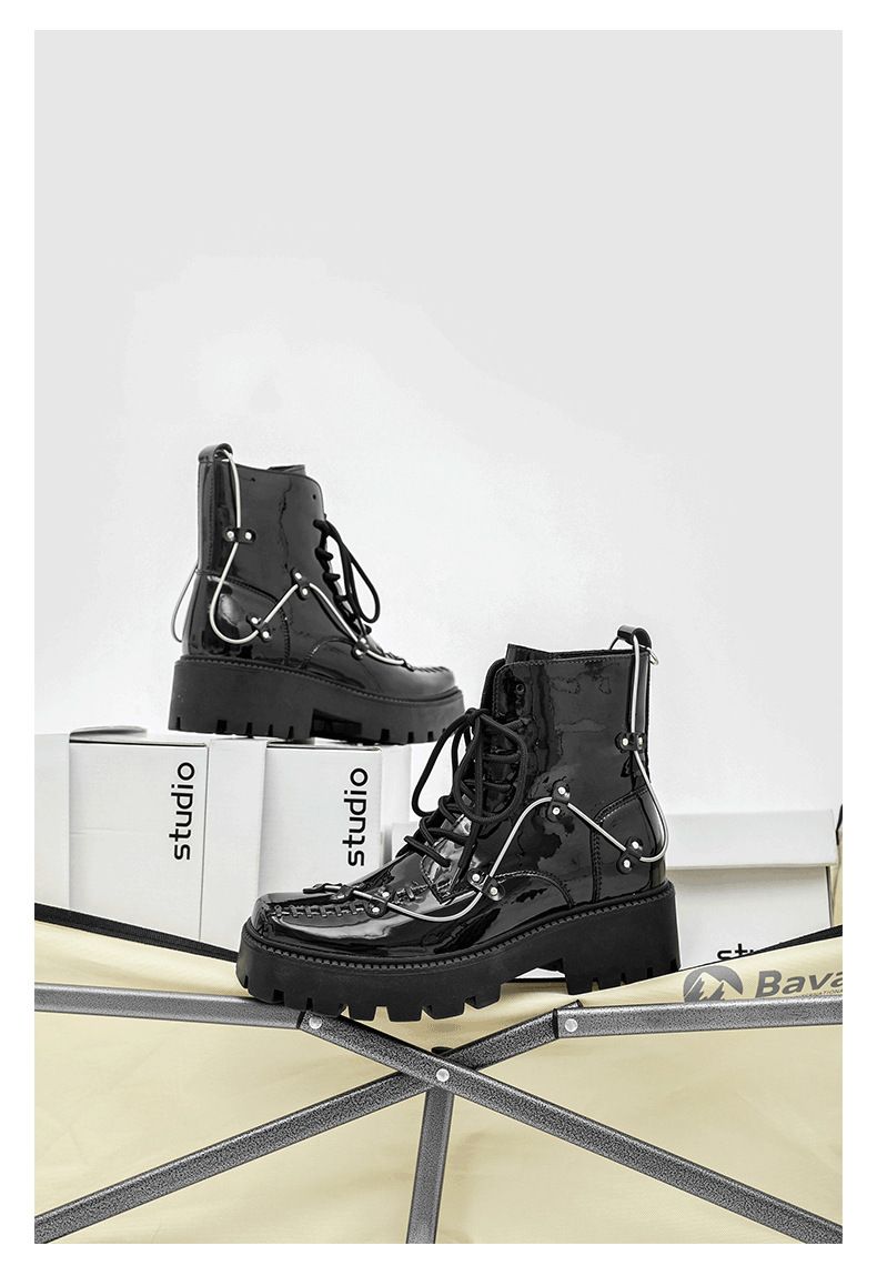 Men’s Shoes lace up niche design Martin boots thick soled platform cake British style cool single boots_voghion.com