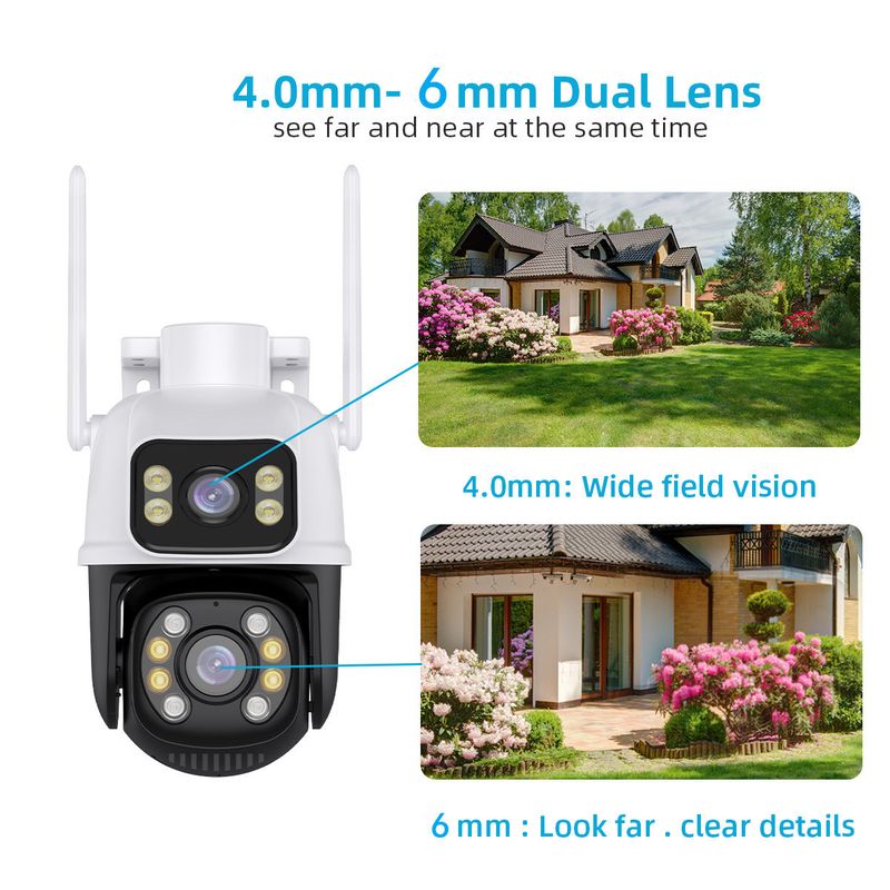 Icsee8mp Draadloze verrekijker met geweerkogelcamera, thuisbeveiliging, buiten, HD nachtzicht, 360 graden mobiele telefoon afstandsbediening_voghion.com