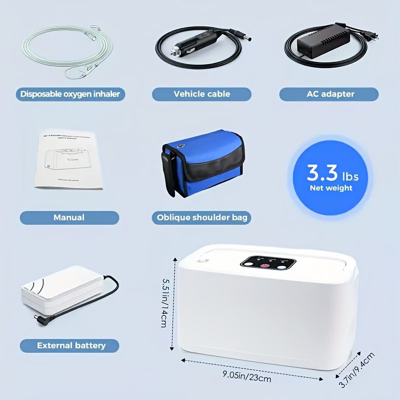 Draagbare generator voor buiten/autogebruik - concentrator Hine voor zuurstofverrijking op reis met complete set accessoires_voghion.com