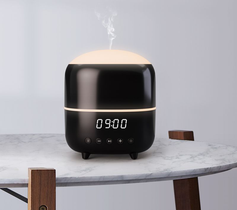 Ultrasonic Aroma Diffuser With Bluetooth Speaker, LED Clock & Night Light, 500ml Humidifier For Home Office Bedroom, Auto Shut-Off_voghion.com