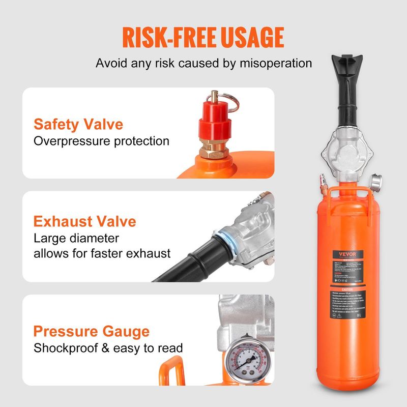 VEVOR Tire Bead Seater, 2.1 Gal/8 L Air Tire Bead Blaster, 120 PSI Handheld Bead Bazooka, Upgraded Portable Tire Inflator Tool, 85-116 PSI Operating P_voghion.com