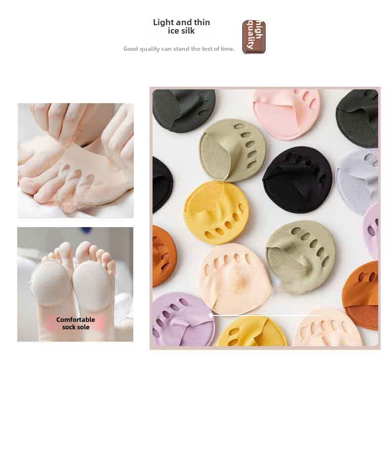 Pad für die Handfläche vorne von Schuhen mit hohen Absätzen, halbe Größe, Pad für die Vordersohle aus Silikon, unsichtbare Socken, schmerzstillende, rutschfeste und verschleißfeste Einlegesohle für Fußartefakte_voghion.com