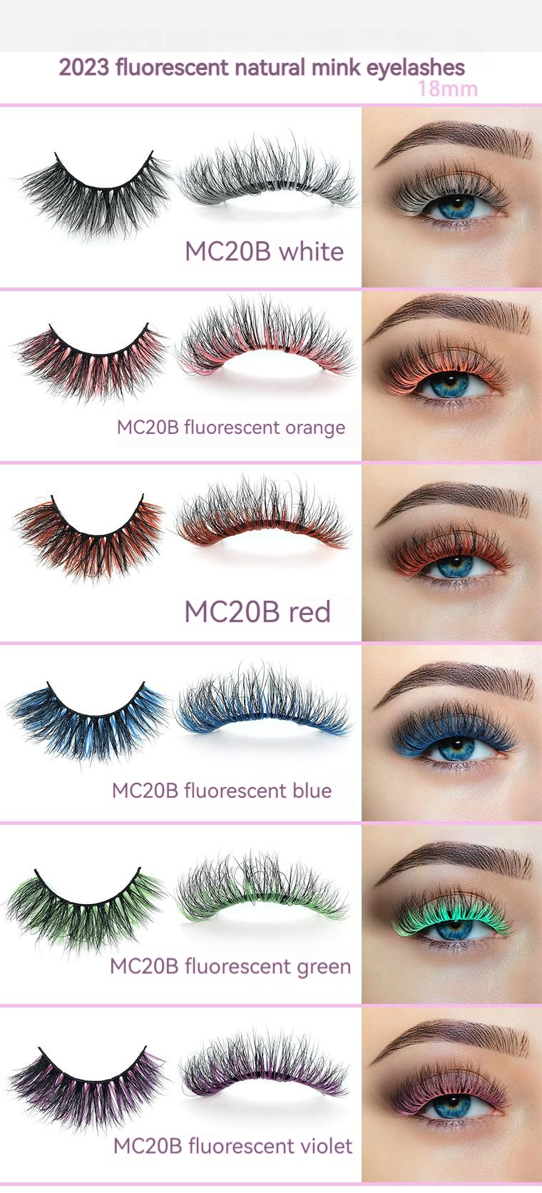 2023 Fluorescent Barbi Color Fluorescent Natural Eyelashes Mink Eyelash Christmas Makeup_voghion.com