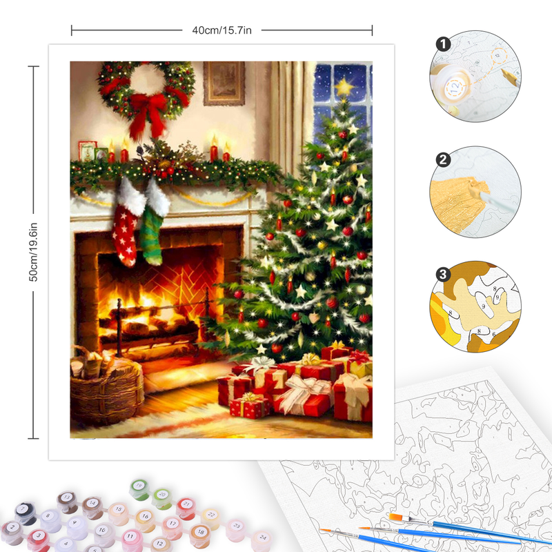 RUOPOTY Oil Paint By Numbers For Kids Picture Drawing Christmas Tree And Stove Painting Numbers Unique Gift_voghion.com