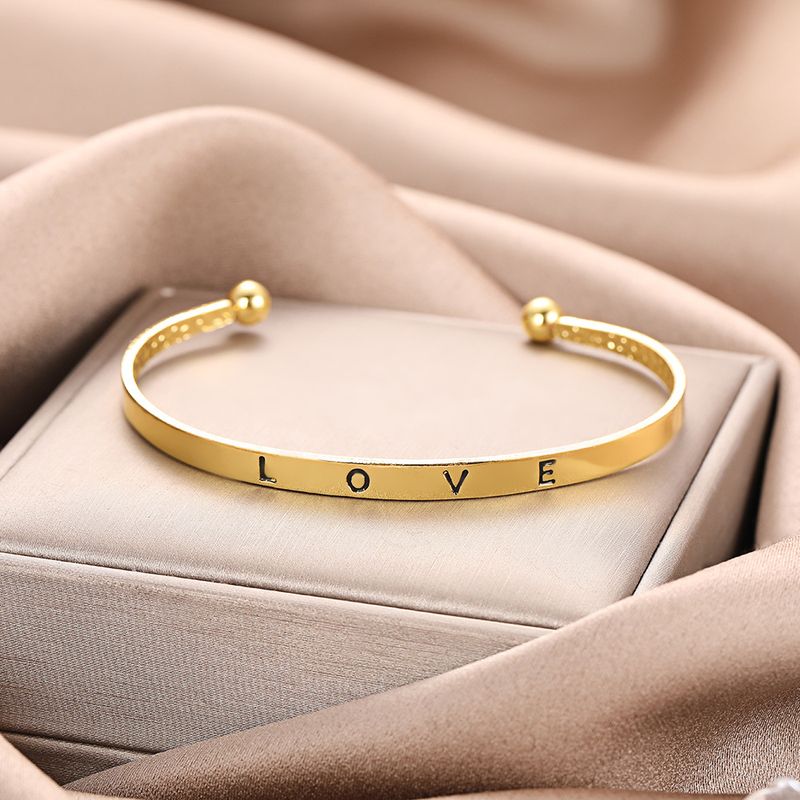 Leichte Luxus Englisch Brief Nische Zubehör Gold Für Frauen High-end Offene Armband Schmuck_voghion.com
