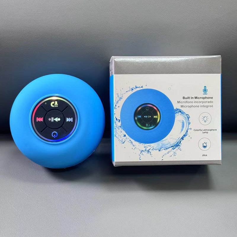 Enceinte Bluetooth sans fil portable et étanche avec LED colorées et ventouse pour salle de bain_voghion.com