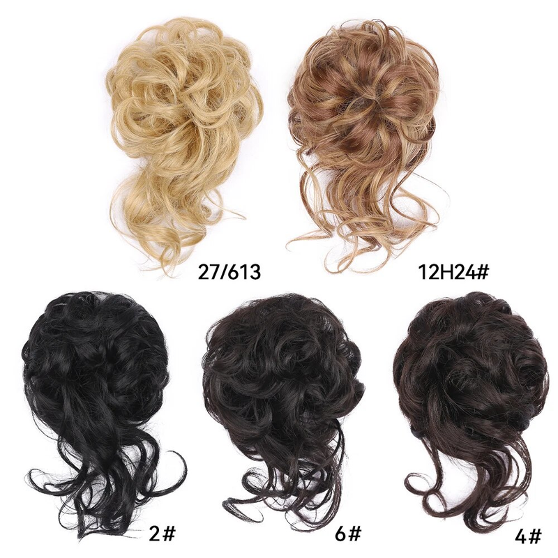 Sintético bagunçado bun pedaço scrunchie despenteado updo extensões de cabelo encaracolado ondulado rabo de cavalo chignon com elástico para mulher_voghion.com