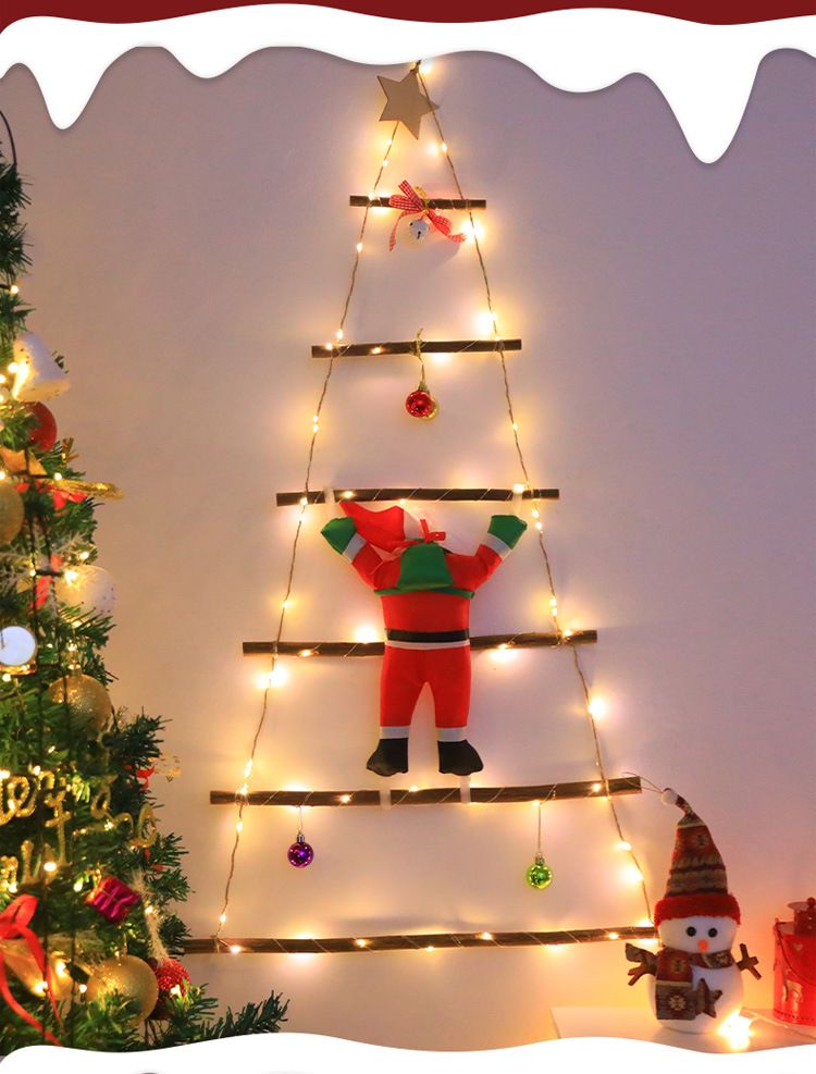 Luces decorativas navideñas LED 60/70 con control remoto: diseños de árbol, escalera, piña, Papá Noel y lazo._voghion.com