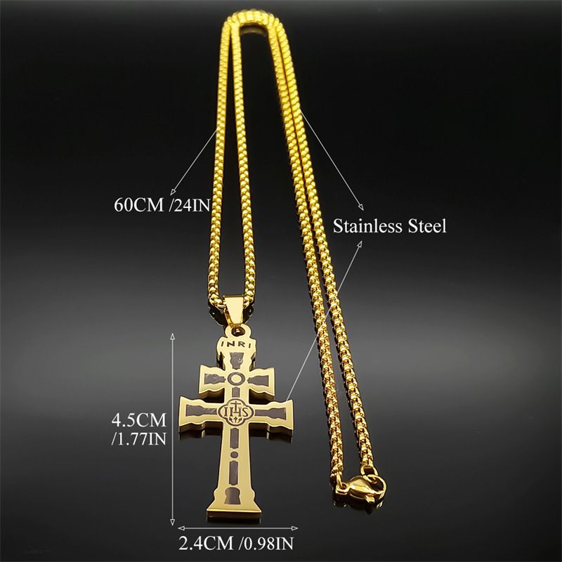 Nuova collana con ciondolo a forma di croce in acciaio inossidabile con taglio a vento_voghion.com