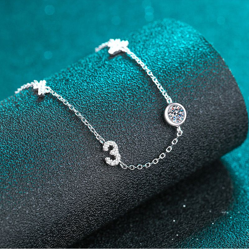 Bracciale in argento sterling da donna con manipolo in mosonite 1314 placcato con piccolo regalo fresco PT950_voghion.com