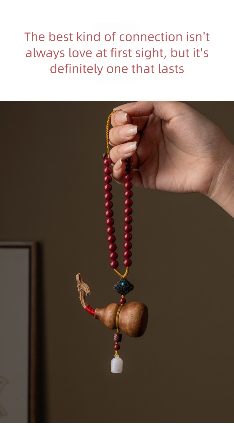 Peaceful Fortune Schlangenkopf-Kürbis aus natürlichem Walnussholz, hängender Dekorationsanhänger für den Rückspiegel, Auto_voghion.com