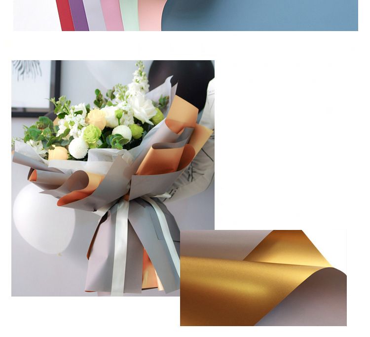 20 Stück/Packung Blumenpapier, wasserdicht, doppelseitig, goldenes Blumenstrauß-Floristenpapier für Brauthochzeitsgeschenk-Verpackungsbedarf_voghion.com