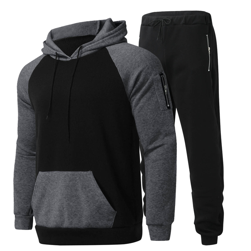 Completo da uomo sportivo e per il tempo libero in due pezzi con cappuccio e cerniera in pile autunno/inverno 2024_voghion.com