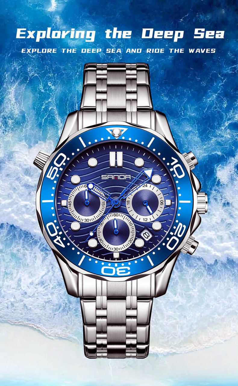 Men's Stainless Steel Quartz Watch With Date Display, Luminous Hands, And 30M Water Resistance - Fashionable Round Dial Wristwatch Waterproof_voghion.com