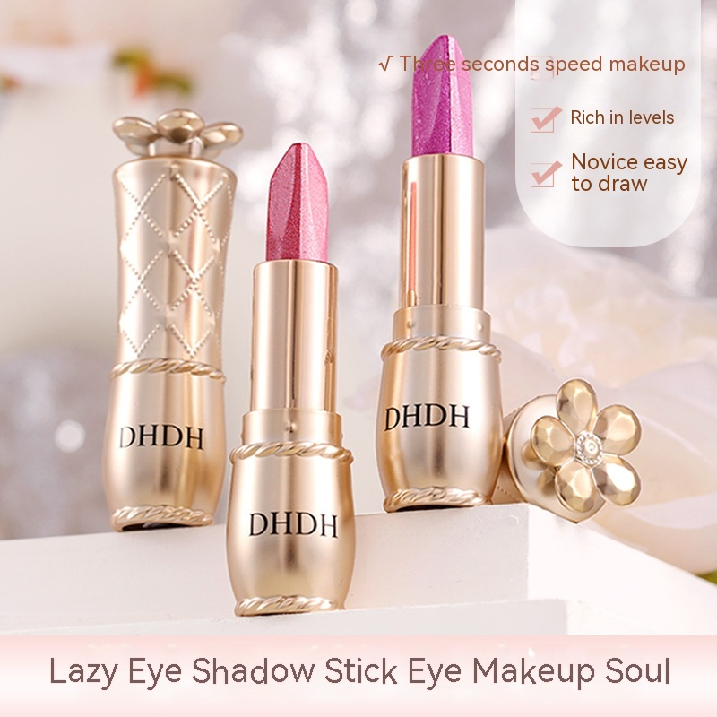 DHDH shimmering two-color three wipe stick pearl light shining one touch do not fly powder hold makeup color eye shadow_voghion.com