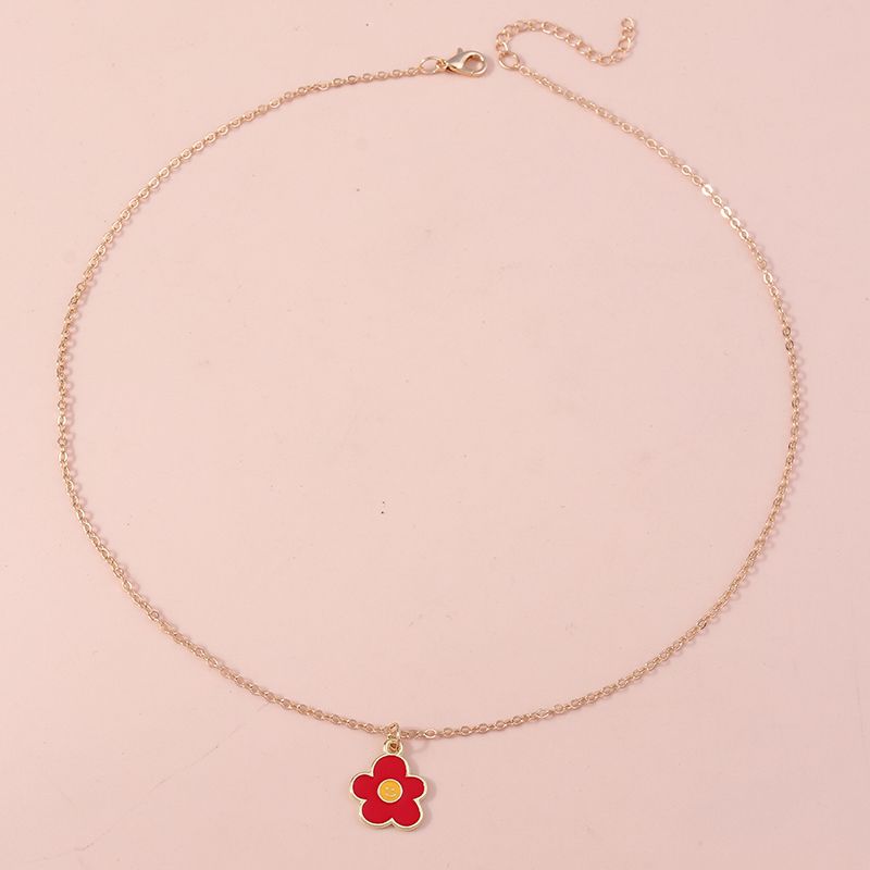 1 pz. Collana con sorriso smaltato adorabile per donne, collane con ciondolo a forma di fiore colorato, orecchini, ragazze, bambini, regali di compleanno_voghion.com