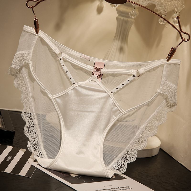 2025d Sexy Lace Panties For Women Low Waist Tempting Sheer Mesh Hollow Out Rivet Comfortable Hip-hugging Briefs_voghion.com