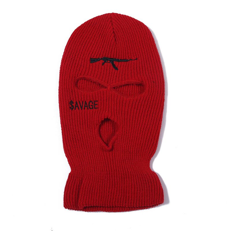 Trendy Knit Beanie With Rifle Print - Warm, Windproof, And Neck-Protecting Unisex Hat For Skiing, Cycling, And Outdoor Activities Ski And Cycling Hat_voghion.com