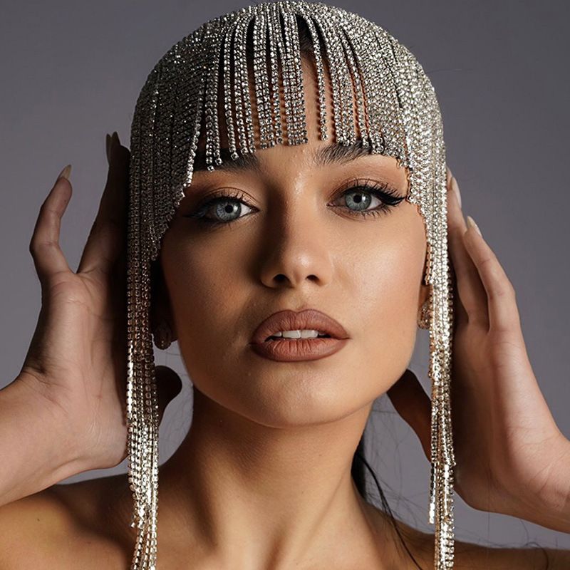Diadema con cadena para la frente con borlas y diamantes de imitación de estilo étnico a la moda, muy vendida._voghion.com