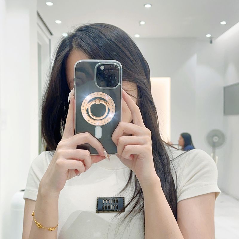 TechGlobe Stand Compatible With IPhone 16 Rotating Magnetic Hardware Ring 15 Lazy Folding Buckle_voghion.com