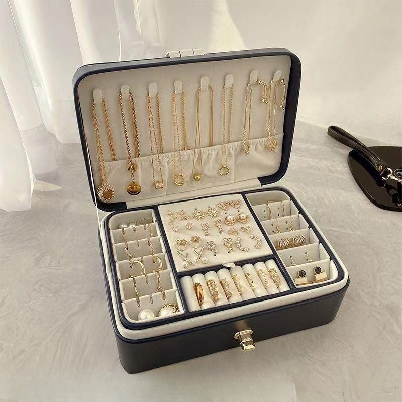 Enostavna prenosna škatla za shranjevanje nakita Vrhunska odlična potovalna škatla za organizatorje nakita velike zmogljivosti Torba_voghion.com
