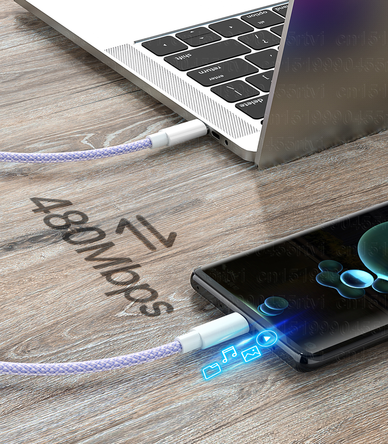 3A PD 60W USB Typ C zu USB C Kabel Schnellladung 480 Mbit/s OD3.8 Schnellladedatenkabel für Book Pro Huawei Sa_voghion.com