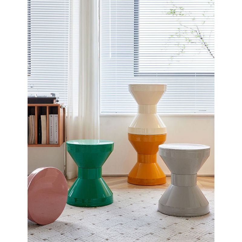 Mesa de centro nórdica de plástico color crema para comedor, sala de estar, pequeña y creativa, redonda, para entrada, cambiador de zapatos_voghion.com