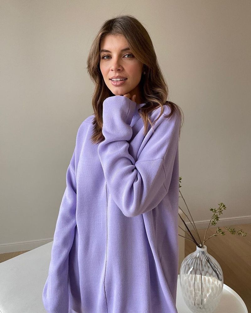 Ensemble pull et pantalon à col roulé semi-montant pour femme, mélange polyester-élasthanne, coupe décontractée, couleur unie, style décontracté automne/hiver_voghion.com