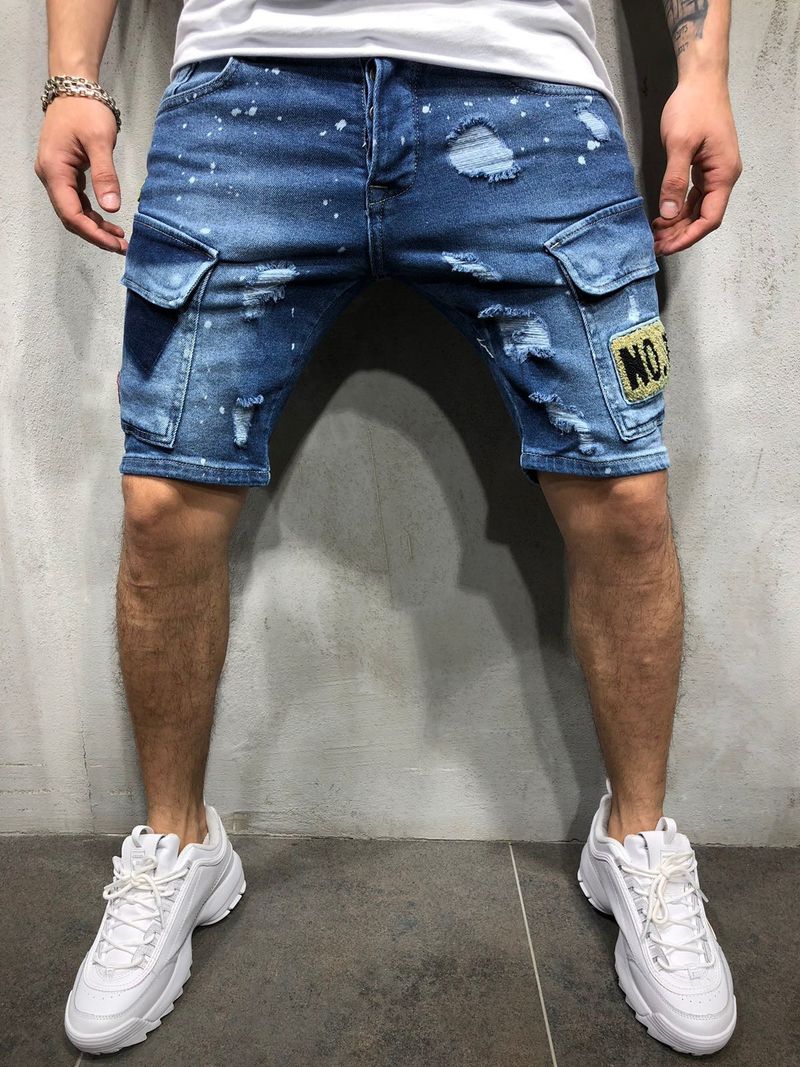 Lässige, modische All-Match-Jeansshorts für Herren mit Taschennähten_voghion.com