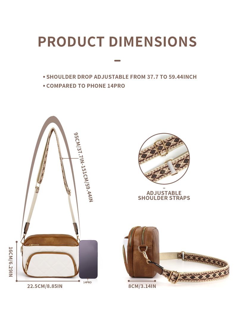 Portafoglio trapuntato da donna, piccola borsa a tracolla in pelle vegana, borsa tote, tracolla rimovibile._voghion.com