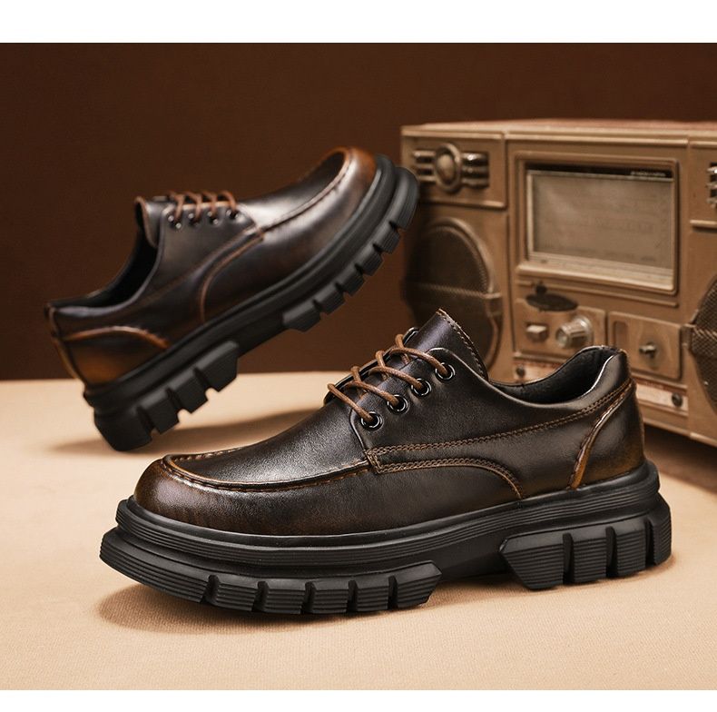 Scarpe Derby da uomo Voyage Spring New Casual in pelle con suola spessa e altezza maggiorata, leggere, un pezzo, Dropshipping_voghion.com