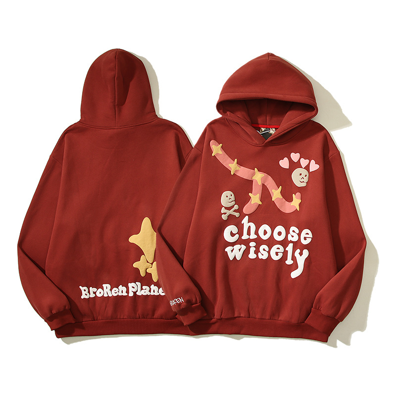 Abbigliamento da uomo Felpa con cappuccio in schiuma Vintage Graffiti Felpa con cappuccio oversize autunno inverno American High Street_voghion.com