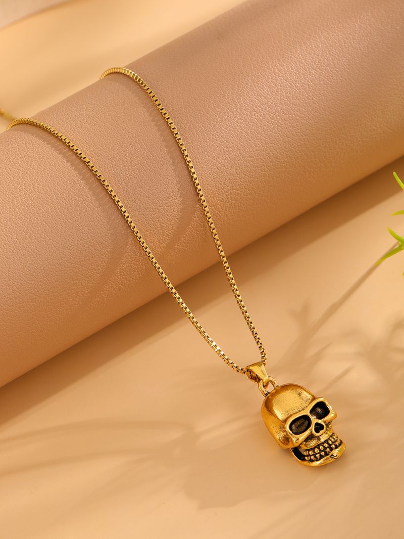 Unieke sieraden Sleutelbeen Street Fashion Hiphop ketting Overdreven schedel hanger Trui ketting_voghion.com