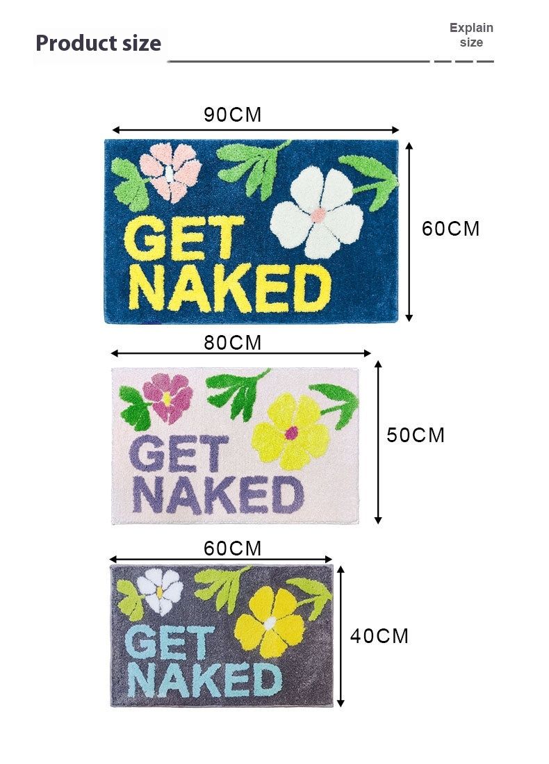 Alphabet-Bodenmatte mit Blumendruck – getuftet und beflockt, wasserabsorbierender Teppich für Badezimmer und Dusche, rutschfeste Fußunterlage_voghion.com