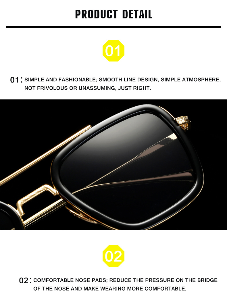 Top Quality Tony Stark Square Sunglasses Photochromic Polarized Men Glasses Steampunk Eyewear Driving Goggles zonnebril_voghion.com