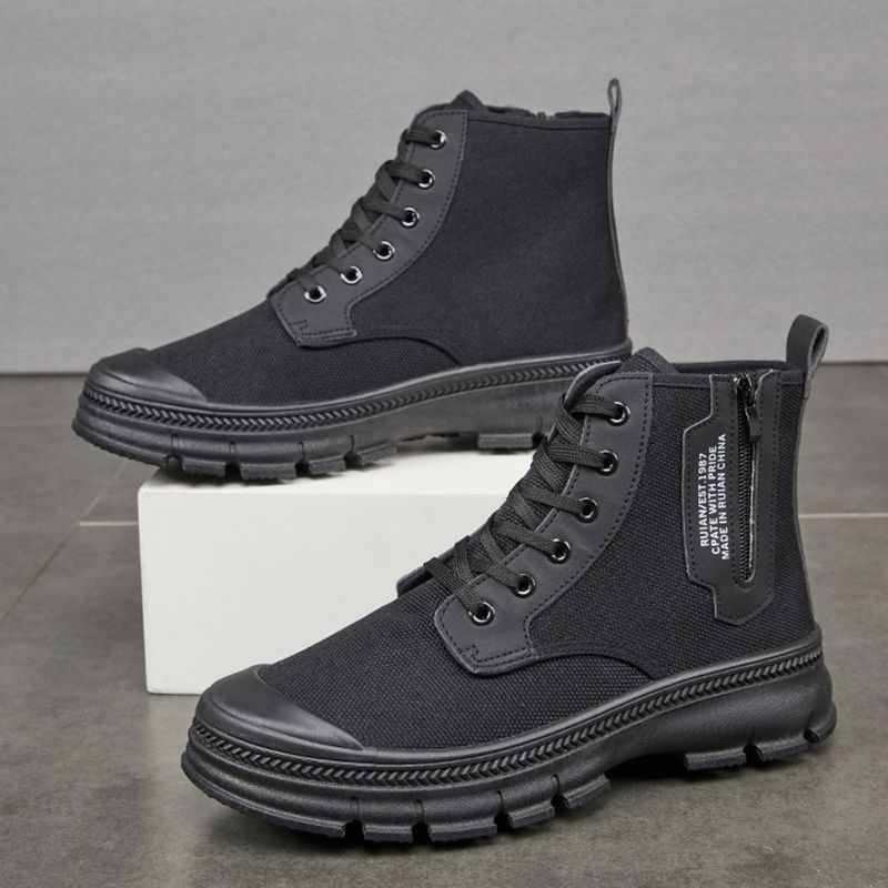 Bottes de randonnée pour hommes avec fermeture éclair latérale, tige haute, semelle épaisse, résistantes à l'usure, antidérapantes, légères et respirantes._voghion.com