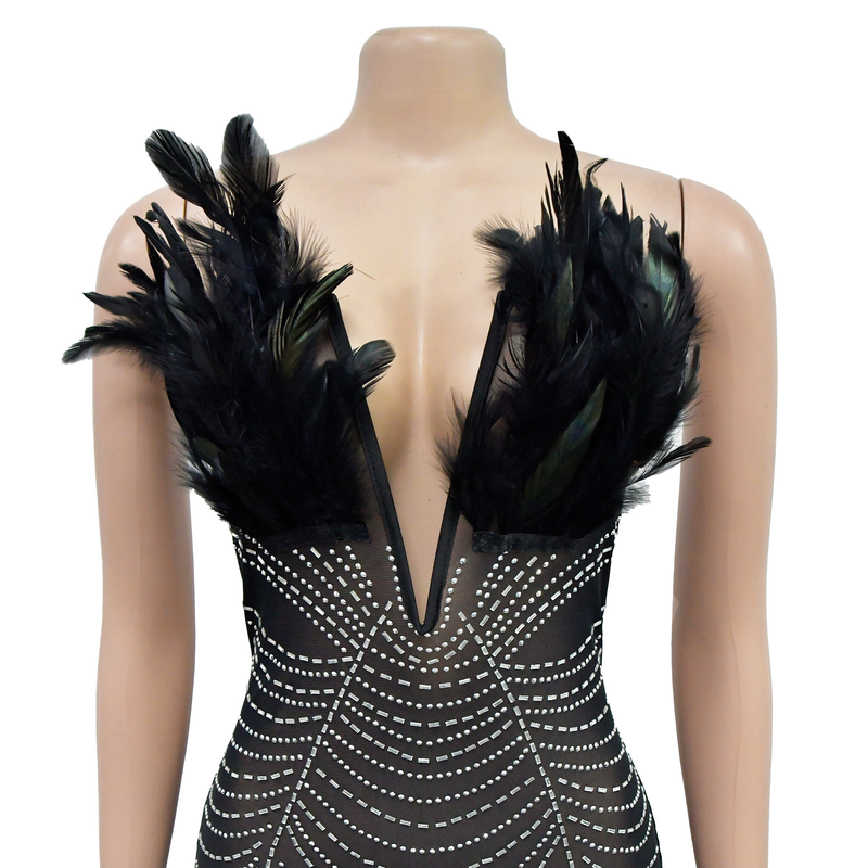Dammode dam enfärgad sexig mesh strass byxor jumpsuit Nyårsaftonklänning_voghion.com