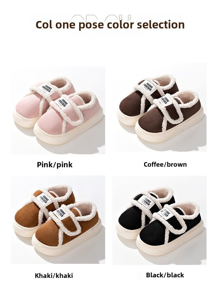 Retro Velcro All-inclusive Heel Cotton-padded Women's Autumn And Winter Cotton Slippers Indoor Home Non-slip Warm_voghion.com